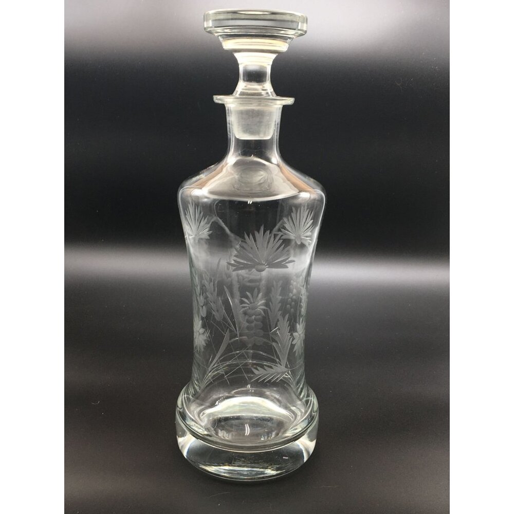 Vintage MCM Summerfield Liquor Wine Decanter by Leonard Silver Etched Floral